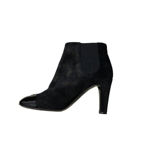 CHANEL CC Womens Heels Ankle Boots Booties Black Leather Size 38 - Picture 3 of 11